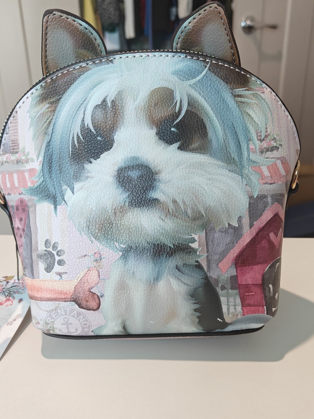 Brentano Cute Dog Print Crossbody Bag - Blue, Pink, White